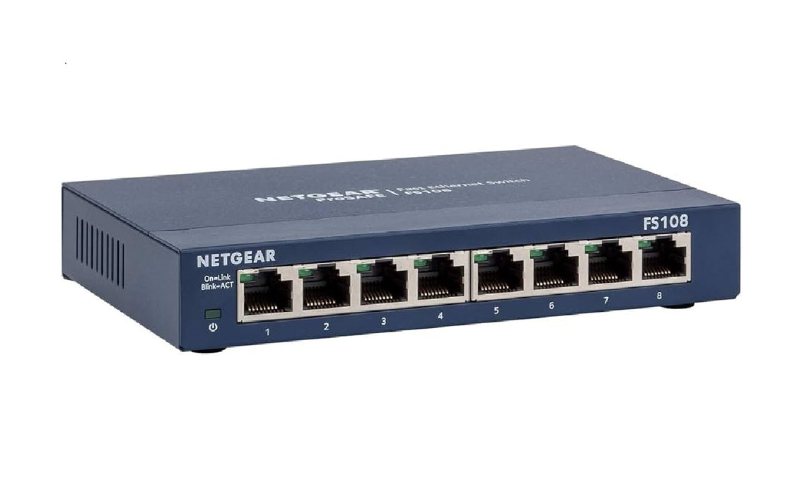 NETGEAR FS108 8-Port Ethernet Switch Refurbished 1 Year Warranty