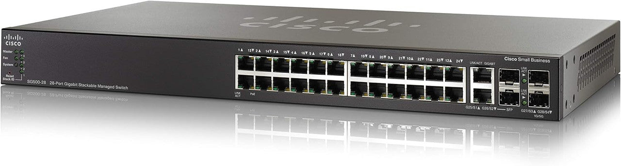 Cisco SG500-28P-K9 28-Port Gigabit PoE Stackable Switch Refurbished 1 Year Warranty