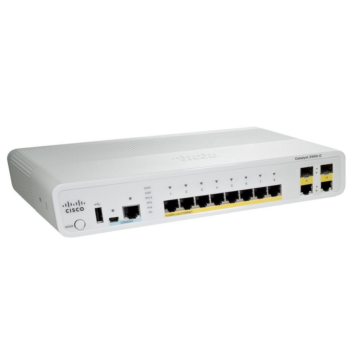 Cisco WS-C2960C-8TC-L 8-Port FE, 2x 1G Uplinks - Refurbished 1 Year Warranty