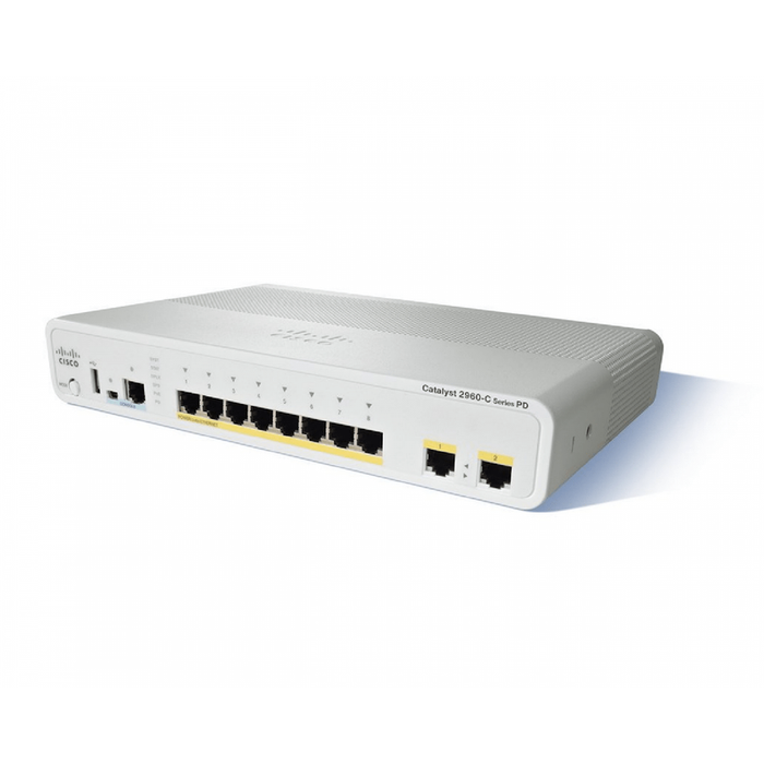 Cisco WS-C2960CPD-8TT-L 8-Port FE, 2x 1G Uplinks (PoE-Powered) - Refurbished 1 Year Warranty
