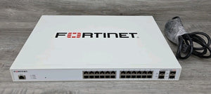 Fortinet FortiSwitch FS-124E-POE 24×1GbE RJ-45 (12×PoE, 185W), 4×1GbE SFP Managed Switch - Refurbished