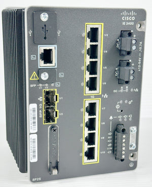 Cisco IE-3400-8P2S-E Catalyst IE3400 Modular Rugged Switch, 8 × GE PoE+ + 2 × 1G SFP, 240W PoE - Refurbished