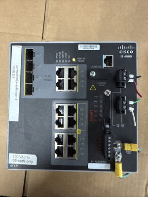 Cisco IE-4000-4T4P4G-E Industrial Ethernet 4000 Rugged Switch, 4 × FE PoE+, 4 × FE RJ-45, 4 × GE Combo, 125W PoE - Refurbished